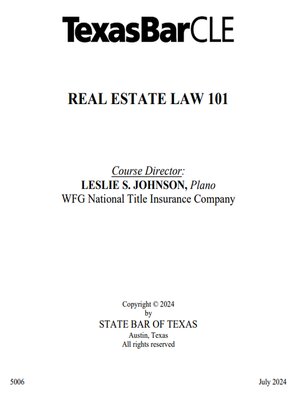 cover image of Real Estate Law 101 2024
